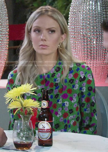 Abby's green floral blouse on The Young and the Restless