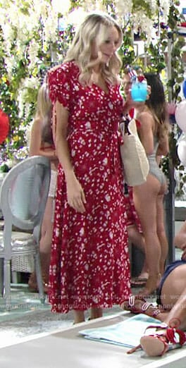Abby’s red nautical print midi dress on The Young and the Restless