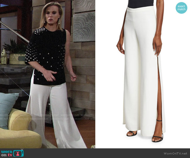 Alexis Brenda Wide-Leg Side-Slit Pants worn by Phyllis Newman (Gina Tognoni) on The Young and the Restless