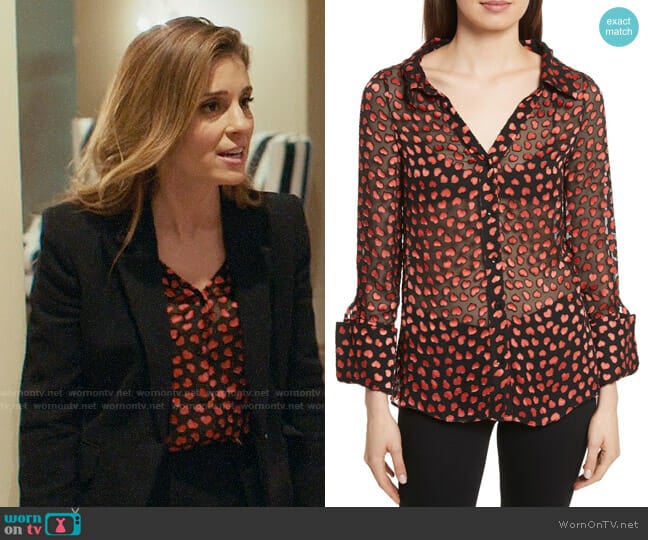 Alice + Olivia Emmerson Burnout Heart Blouse worn by Rachel Goldberg (Shiri Appleby) on UnReal