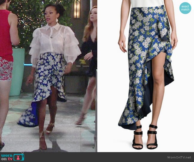 Alice + Olivia Lovetta Skirt worn by Hilary Curtis (Mishael Morgan) on The Young and the Restless