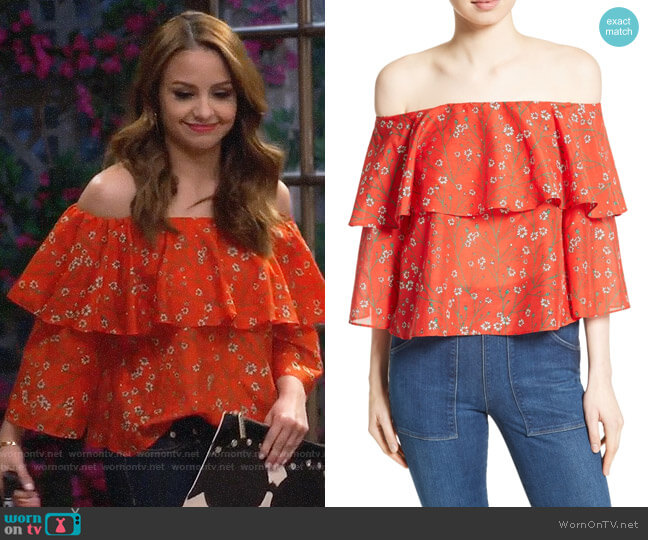 Alice + Olivia Meagan Top worn by Sofia Rodriguez (Aimee Carrero) on Young & Hungry