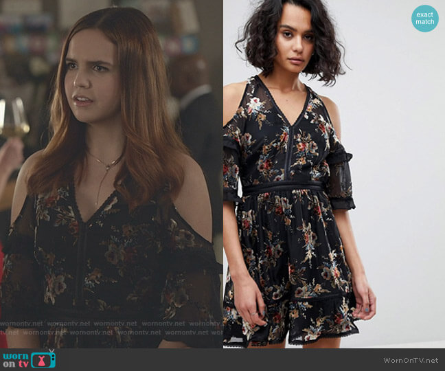 Floral Devore Ruffle Mini Dress by All Saints worn by Grace Russell (Bailee Madison) on Good Witch