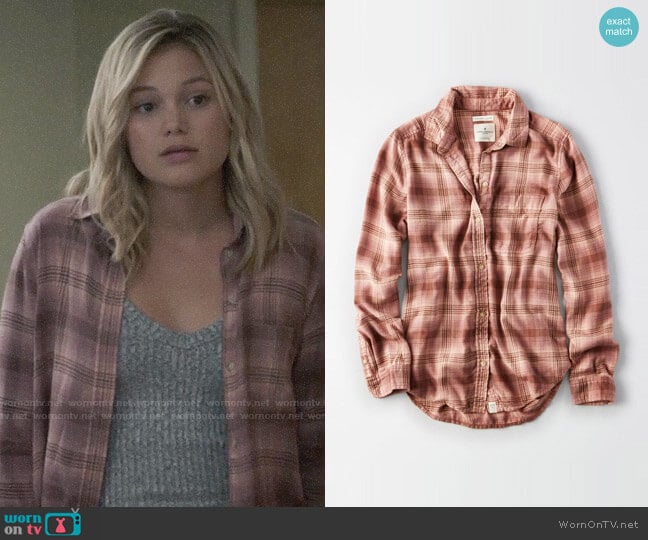 American Eagle Ahh-mazingly Soft Plaid Boyfriend Shirt worn by Tandy Bowen (Olivia Holt) on Cloak and Dagger