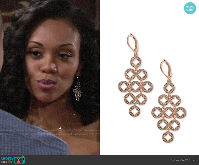 Anne Klein Pave Chandelier Earrings worn by Hilary Curtis (Mishael Morgan) on The Young & the Restless