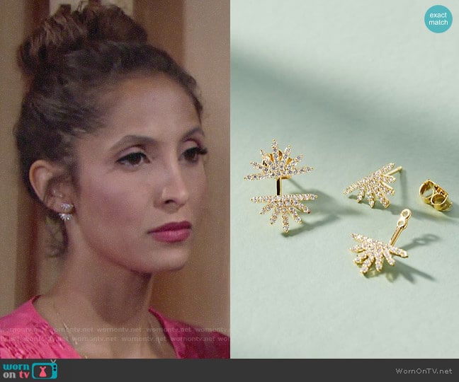 Anthropologie Sunburst Front-Back Earrings worn by Lily Winters (Christel Khalil) on The Young and the Restless