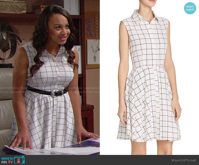 Aqua Windowpane Shirt Dress worn by Emma Barber (Nia Sioux) on The Bold and the Beautiful