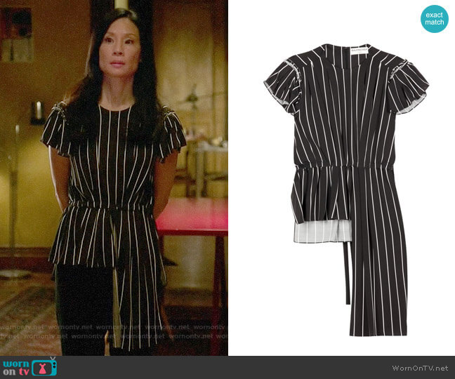 Balenciaga Frill Striped Top worn by Joan Watson (Lucy Liu) on Elementary