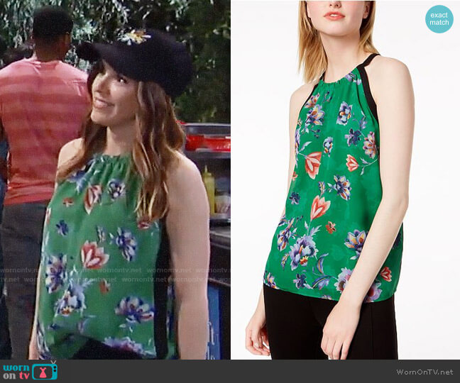 Bar III Printed Sleeveless Top worn by Margaux Dawson (Elizabeth Hendrickson) on General Hospital