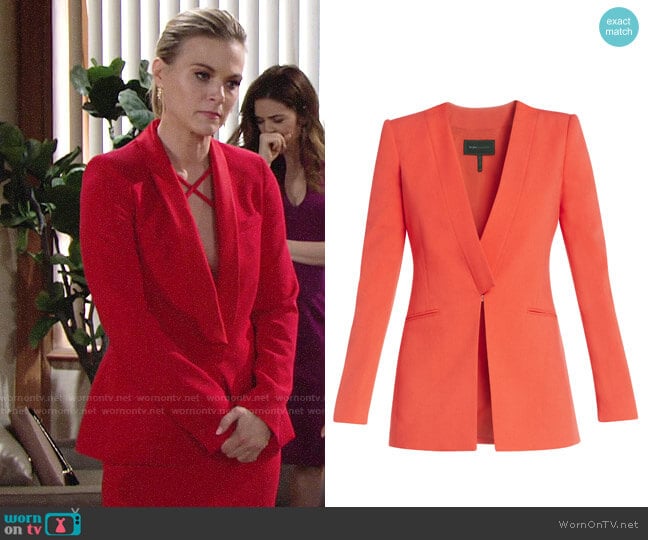 WornOnTV: Phyllis’s red plunge neck dress and blazer on The Young and ...