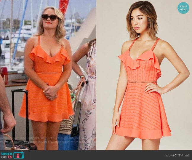 Bebe Ruffled Cross Back Dress worn by Gabi Diamond (Emily Osment) on Young and Hungry