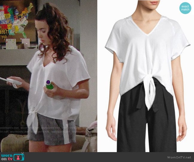 Bella Dahl Tie Front Hoodie worn by Steffy Forrester (Jacqueline MacInnes Wood) on The Bold and the Beautiful