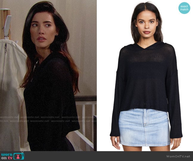 Beyond Yoga Cast Away Cropped Hoodie worn by Steffy Forrester (Jacqueline MacInnes Wood) on The Bold and the Beautiful