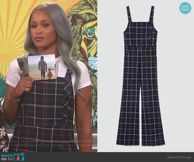 Checked Overalls by Zara worn by Eve  on The Talk