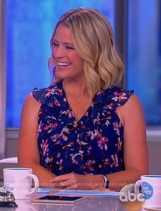 Sara’s blue floral print mini dress on The View