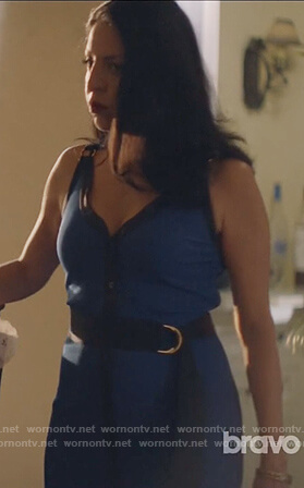 Camila's blue belted maxi dress on Queen of the South