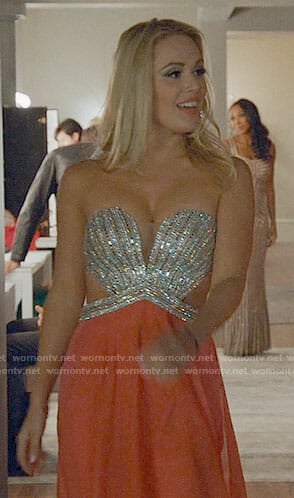 Candy’s embellished strapless gown with cutouts on UnReal