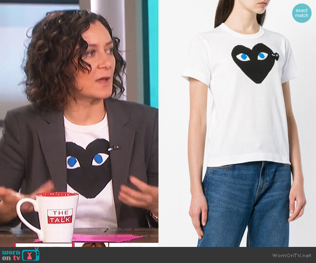 Heart Eyes T-Shirt by Comme Des Garcons PLAY worn by Sara Gilbert on The Talk