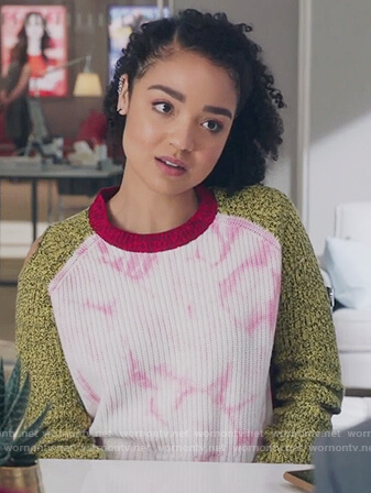 Kat's knitted cutout sweater on The Bold Type