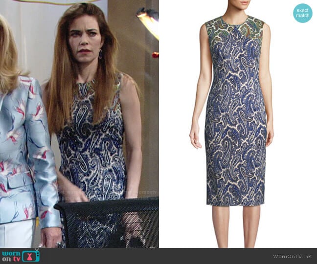 Diane von Furstneberg Paisley Sheath Dress worn by Victoria Newman (Amelia Heinle) on The Young and the Restless