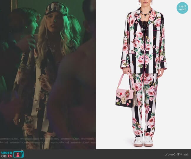 Printed Silk Pyjama Shirt and Pants by Dolce & Gabbana worn by Maddie Jaymes (Lennon Stella) on Nashville