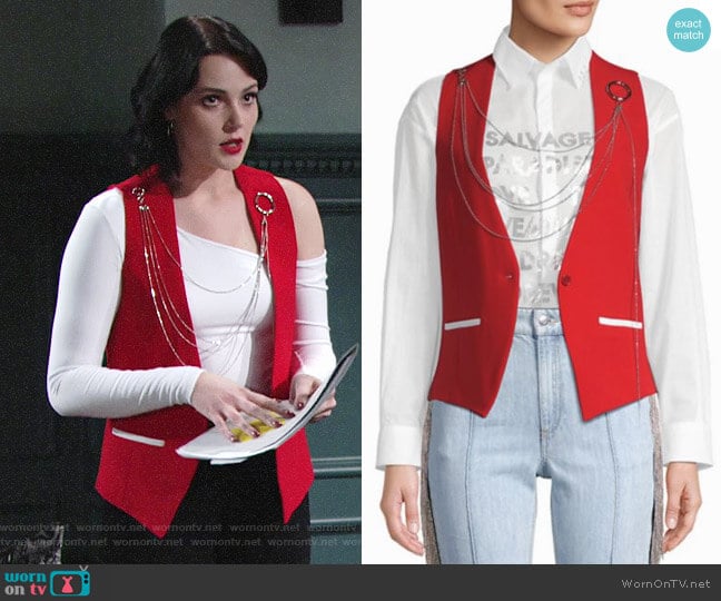 Each x Other Chain Button-Front Vest worn by Tessa Porter (Cait Fairbanks) on The Young and the Restless