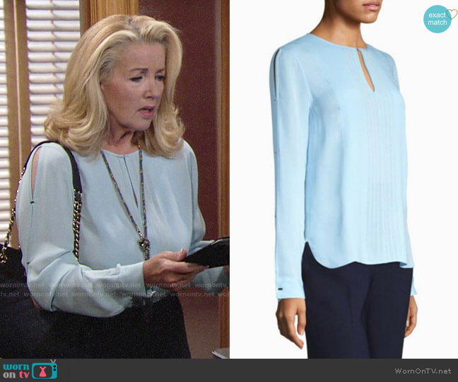 Elie Tahari Jolene Blouse worn by Nikki Reed Newman (Melody Thomas-Scott) on The Young & the Restless