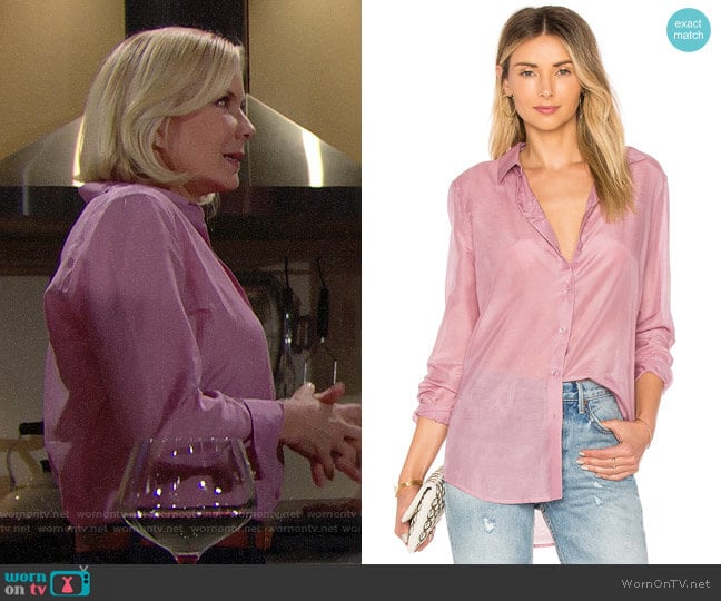 Equipment Orchid Smoke Essential Shirt worn by Brooke Logan (Katherine Kelly Lang) on The Bold and the Beautiful