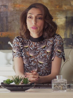 Delia's black floral lace top on Girlfriends Guide to Divorce