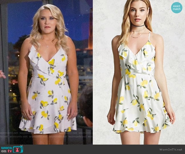 Forever 21 Lemon Print Wrap Dress worn by Gabi Diamond (Emily Osment) on Young and Hungry