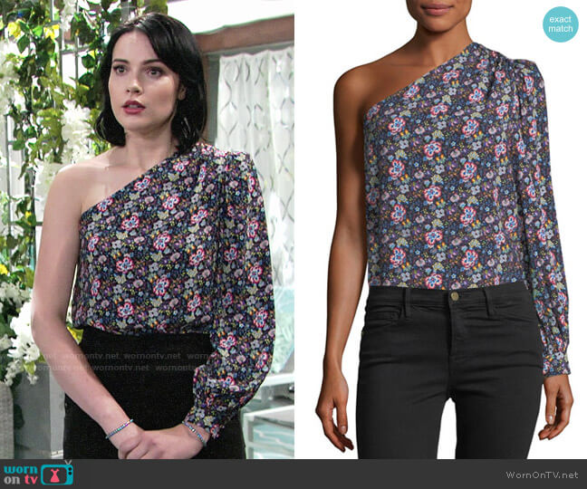 Frame One Shoulder Floral Print Top worn by Tessa Porter (Cait Fairbanks) on The Young and the Restless