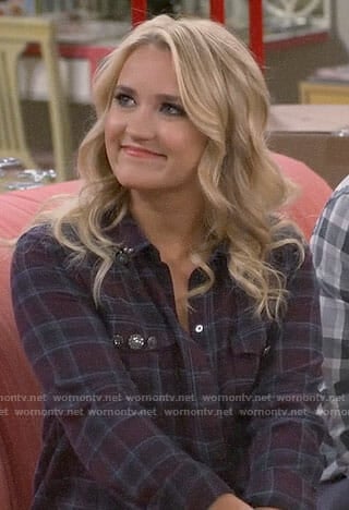 Gabi's plaid shirt with embellished pockets on Young and Hungry