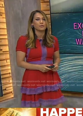 Ginger’s red and purple tiered dress on Good Morning America