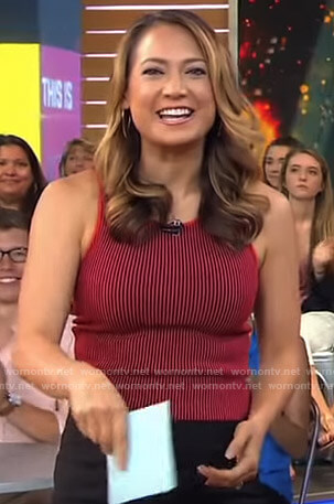 Ginger’s red ribbed tank top on Good Morning America