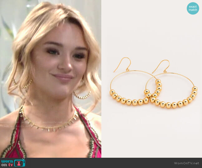 Gorjana Newport Large Drop Hoops worn by Summer Newman (Hunter King) on The Young and the Restless