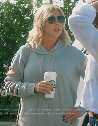 Vicki’s gray slit sleeve sweatshirt on The Real Housewives of Orange County