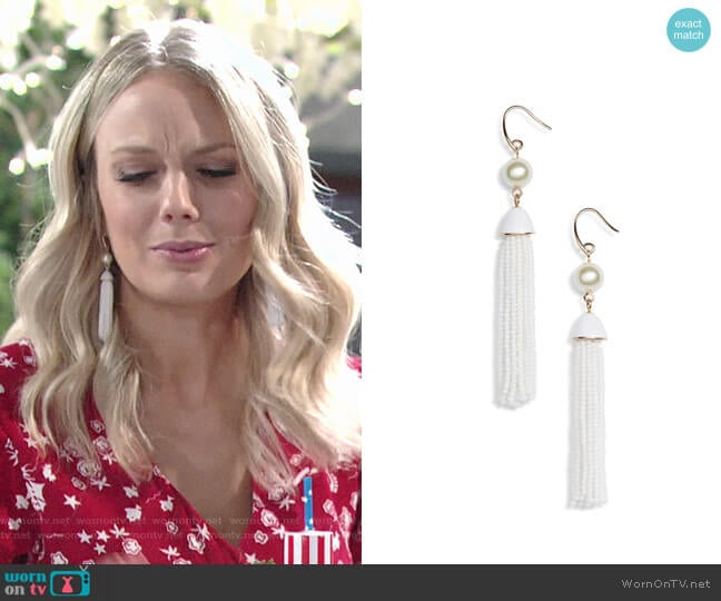 Halogen Beaded Tassel Earrings worn by Abby Newman (Melissa Ordway) on The Young and the Restless