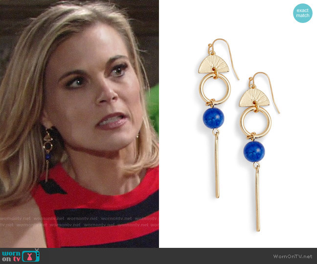 Halogen Geo Linear Drop Earrings worn by Phyllis Newman (Gina Tognoni) on The Young and the Restless