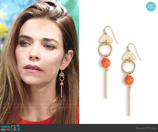 Halogen Geo Linear Drop Earrings  worn by Victoria Newman (Amelia Heinle) on The Young and the Restless