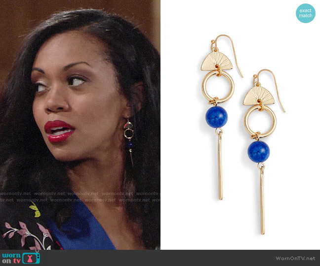 Halogen Geo Linear Drop Earrings worn by Hilary Curtis (Mishael Morgan) on The Young & the Restless