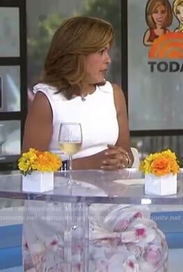 Hoda's white floral bow shoulder dress on Today