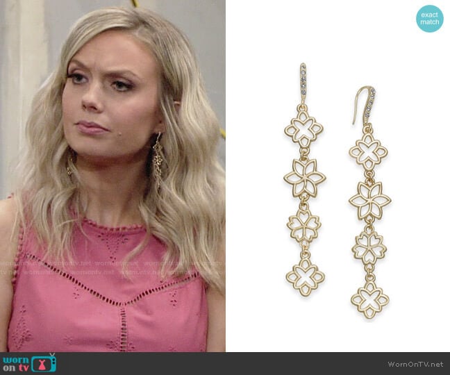 INC International Concepts Flower Linear Drop Earrings worn by Abby Newman (Melissa Ordway) on The Young and the Restless