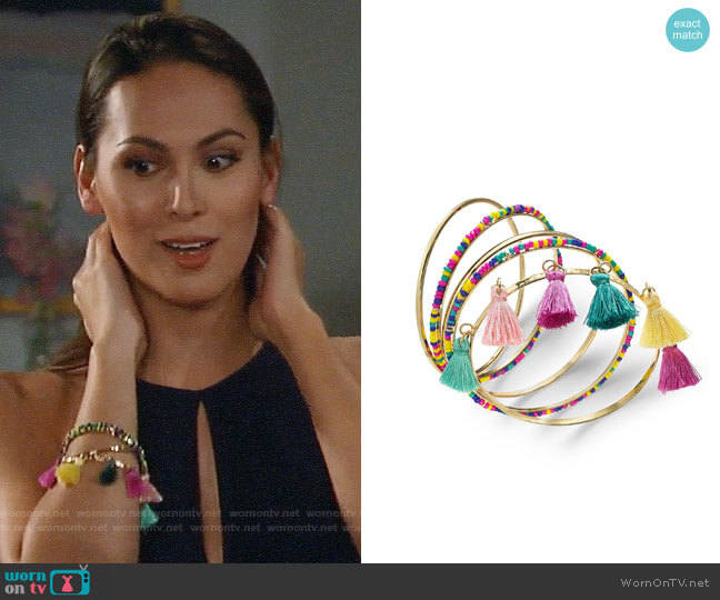 INC International Concepts Wrapped & Tassel Bangle Bracelets worn by Terri on General Hospital