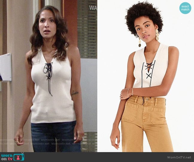 J. Crew Ribbed Lace-Up Sweater Tank worn by Lily Winters (Christel Khalil) on The Young and the Restless