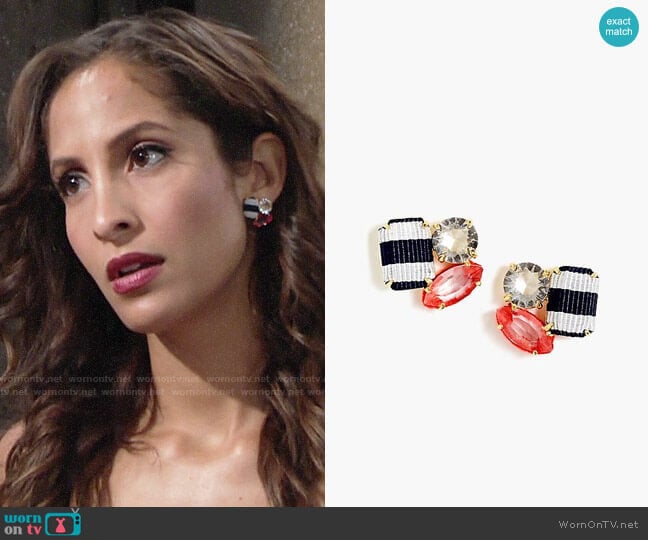 J. Crew Ribbon and Stone Cluster Earrings worn by Lily Winters (Christel Khalil) on The Young and the Restless