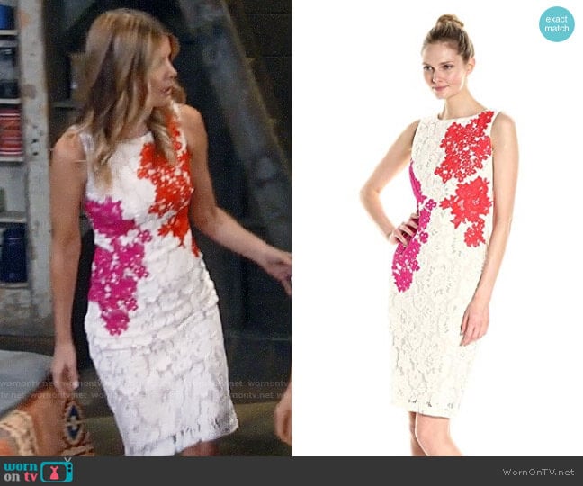 Wornontv Ninas White Lace Dress With Red And Pink Flowers On General Hospital Michelle