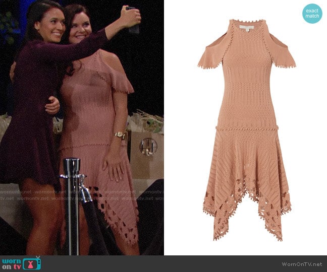 Jonathan Simkhai Crochet Handkerchief Hem Dress worn by Katie Logan (Heather Tom) on The Bold and the Beautiful