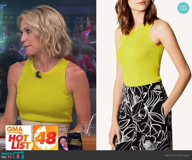 Ribbed Tank Top by Karen Millen worn by Amy Robach on Good Morning America