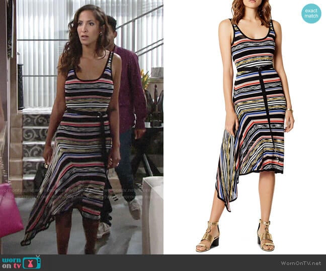 Karen Millen Asymmetric Striped Dress worn by Lily Winters (Christel Khalil) on The Young and the Restless