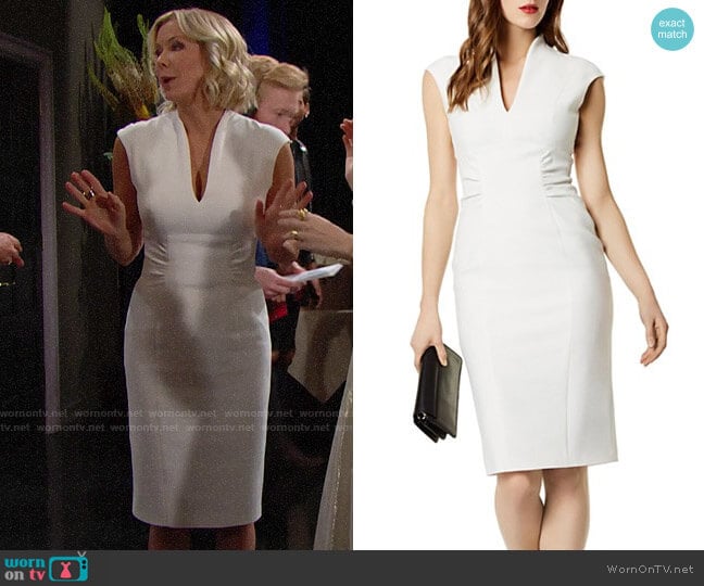 Karen Millen Ruched Sheath Dress worn by Brooke Logan (Katherine Kelly Lang) on The Bold and the Beautiful